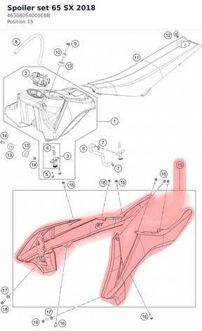 Diagram preview: Spoiler set 65 SX  2018 (46308054000EBB)