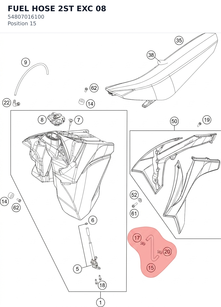 Diagram preview: FUEL HOSE 2ST EXC 08 (54807016100)