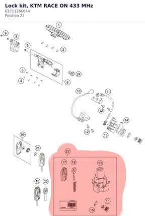 Diagram preview: Lock kit, KTM RACE ON 433 MHz (61711266044)