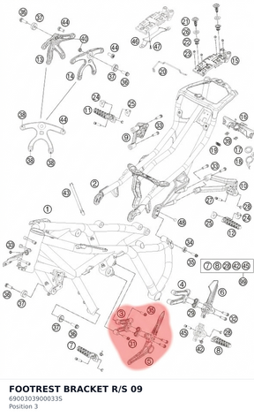 Diagram preview: FOOTREST BRACKET R/S        09 (6900303900033S)