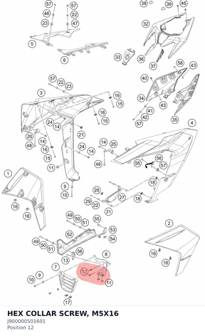 Diagram preview: HEX COLLAR SCREW, M5X16 (J900000501601)