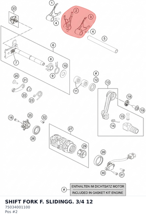 Diagram preview: SHIFT FORK F. SLIDINGG. 3/4 12 (75034001100)