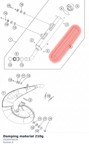 Diagram preview: Damping material 210g (55505078210)