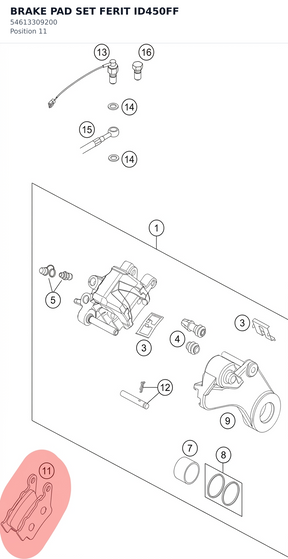 Diagram preview: BRAKE PAD SET FERIT ID450FF (54613309200)