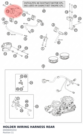 Diagram preview: HOLDER WIRING HARNESS REAR (69006001032)