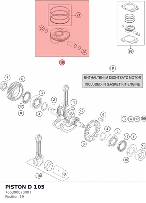 Diagram preview: PISTON D 105 (76630007000 I)