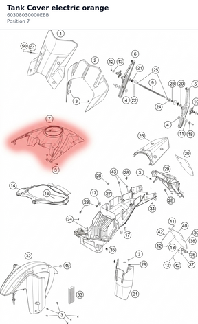 Diagram preview: Tank Cover electric orange (60308030000EBB)