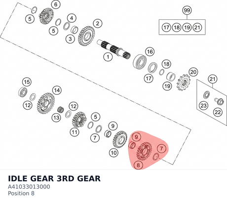 Diagram preview: IDLE GEAR 3RD GEAR (A41033013000)