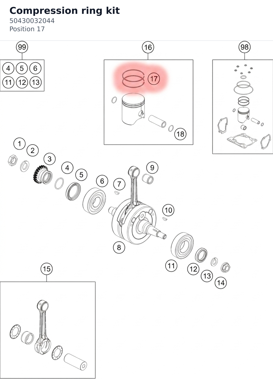Diagram preview: Compression ring kit (50430032044)