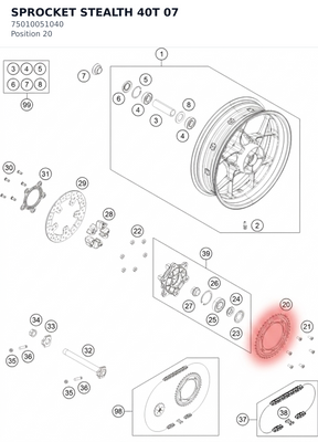 Diagram preview: SPROCKET STEALTH 40T 07 (75010051040)
