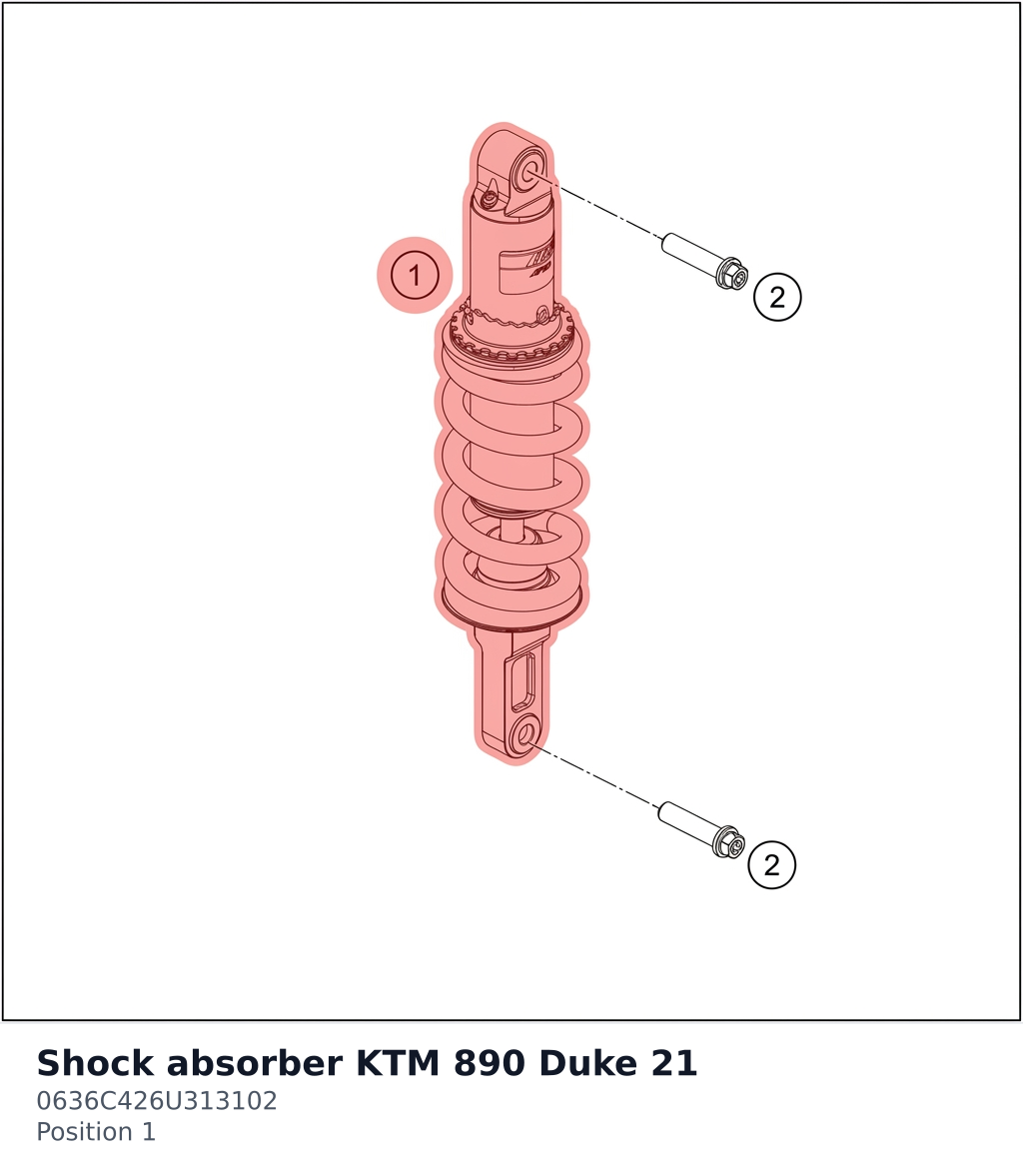 Diagram preview: Shock absorber KTM 890 Duke 21 (0636C426U313102)