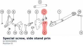 Diagram preview: Special screw, side stand prin (61303028001)