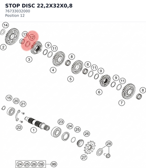 Diagram preview: STOP DISC 22,2X32X0,8 (76733032000)