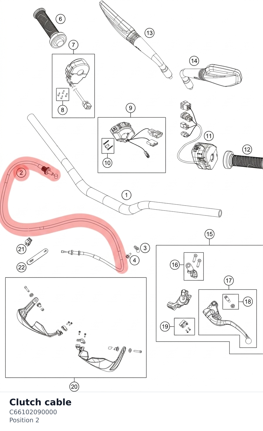 Diagram preview: Clutch cable (C66102090000)