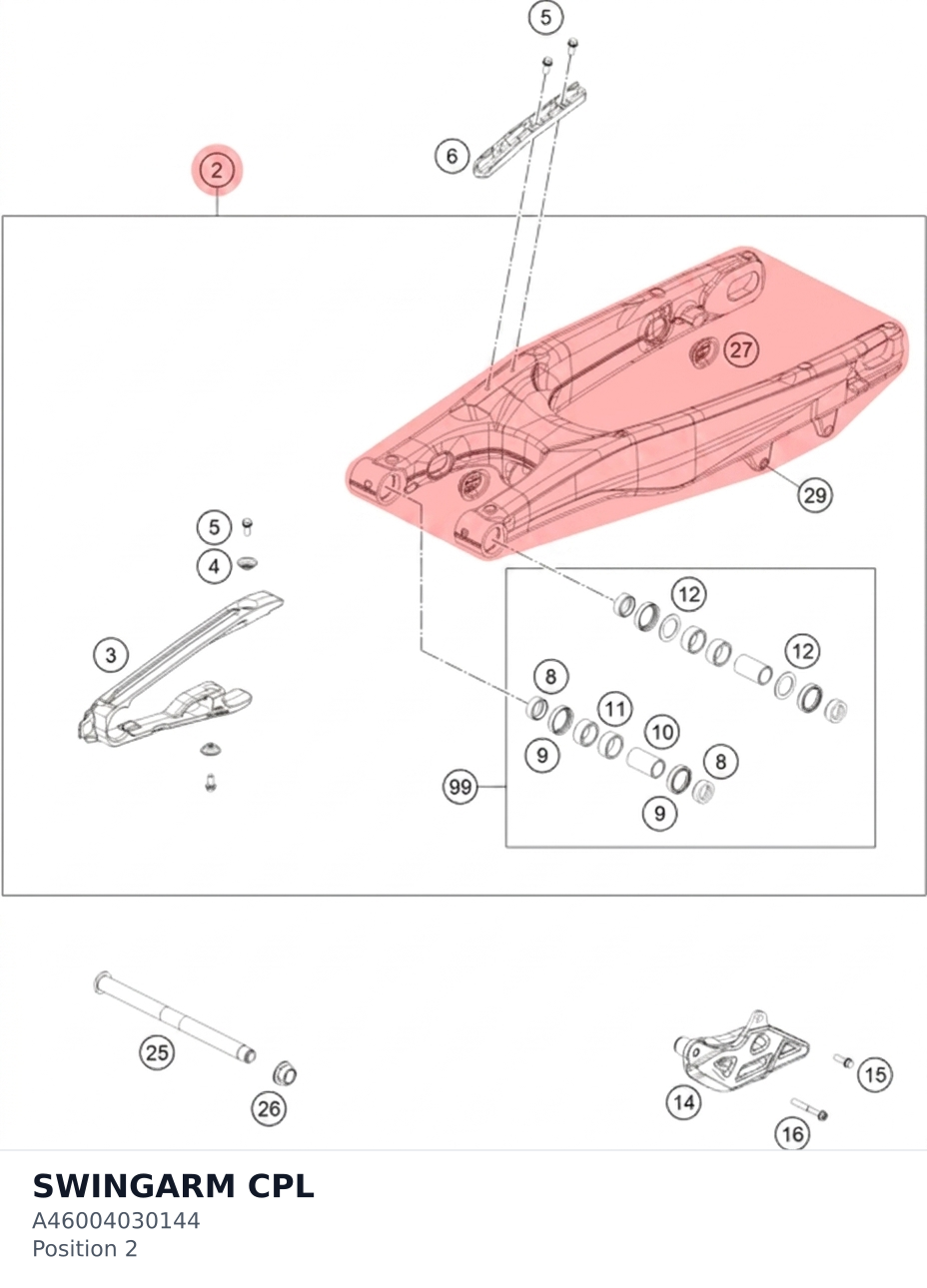 Diagram preview: SWINGARM CPL (A46004030144)