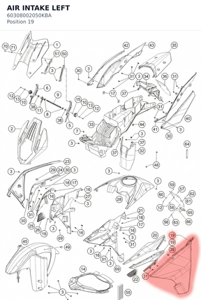 Diagram preview: AIR INTAKE LEFT (60308002050KBA)