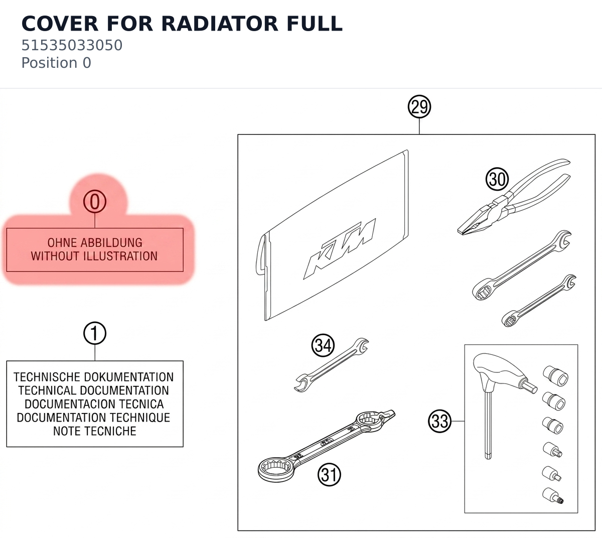 Diagram preview: COVER FOR RADIATOR FULL (51535033050)