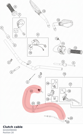Diagram preview: Clutch cable (64102090000)