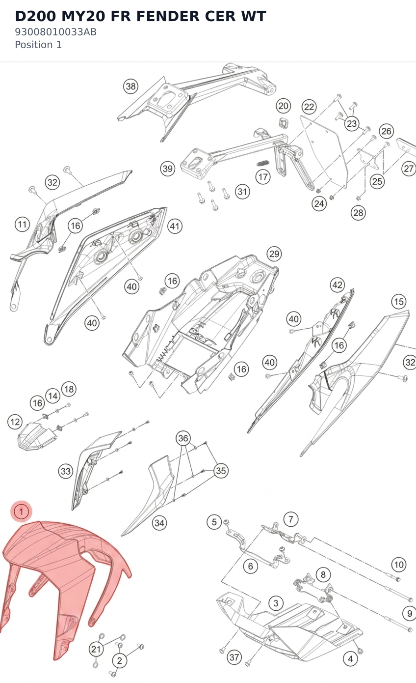 Diagram preview: D200 MY20 FR FENDER CER WT (93008010033AB)
