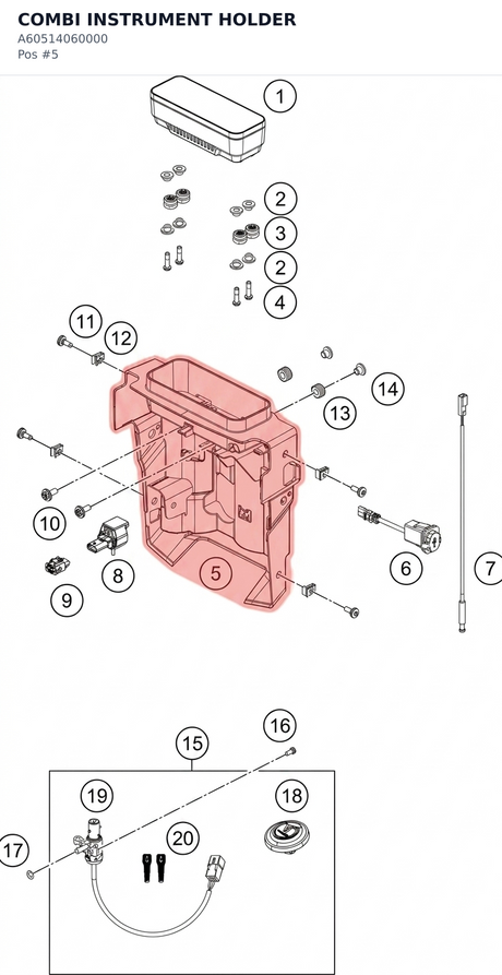 Diagram preview: COMBI INSTRUMENT HOLDER (A60514060000)
