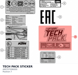 Diagram preview: TECH PACK STICKER (A60707096000)