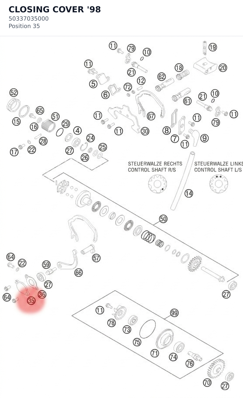 Diagram preview: CLOSING COVER              '98 (50337035000)