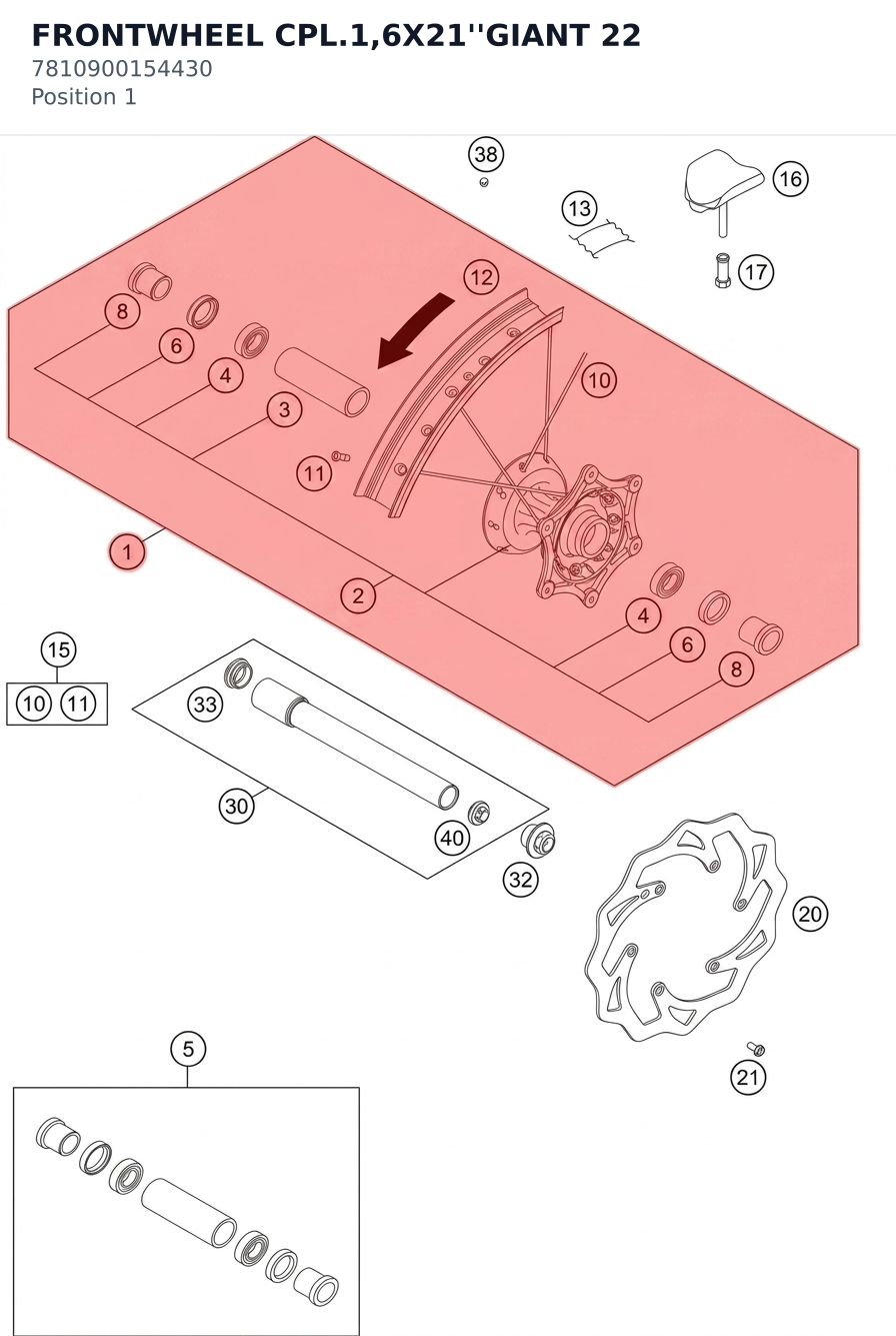 Diagram preview: FRONTWHEEL CPL.1,6X21''GIANT 22 (7810900154430)