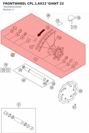 Diagram preview: FRONTWHEEL CPL.1,6X21''GIANT 22 (7810900154430)