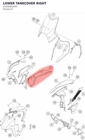 Diagram preview: LOWER TANKCOVER RIGHT (61408063000)