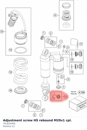 Diagram preview: Adjustment screw HS rebound M20x1 cpl. (70181049S)