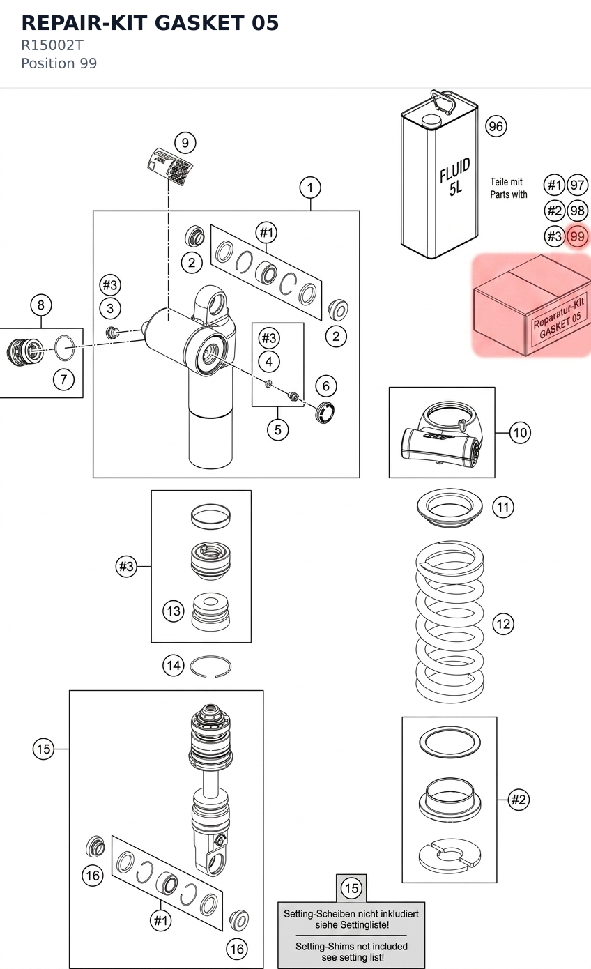Diagram preview: REPAIR-KIT GASKET 05 (R15002T)