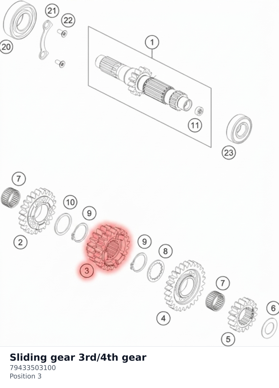 Diagram preview: Sliding gear 3rd/4th gear (79433503100)