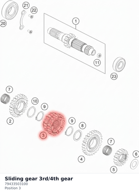 Diagram preview: Sliding gear 3rd/4th gear (79433503100)