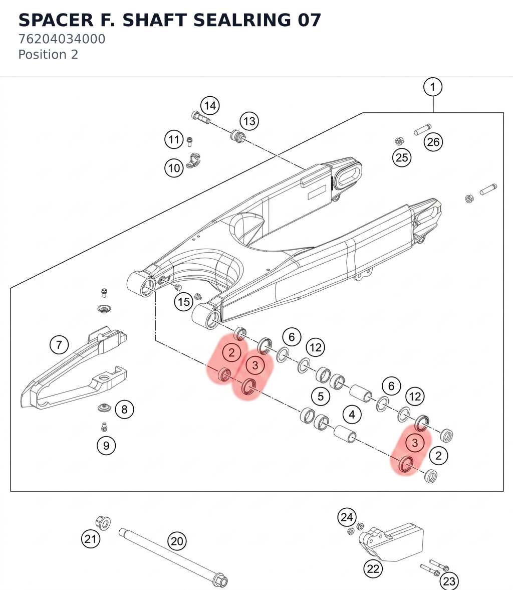 Diagram preview: SPACER F. SHAFT SEALRING    07 (76204034000)