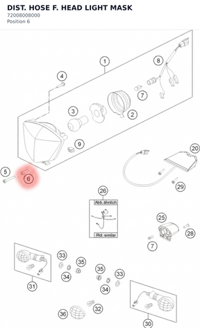 Diagram preview: DIST. HOSE F. HEAD LIGHT MASK (72008008000)