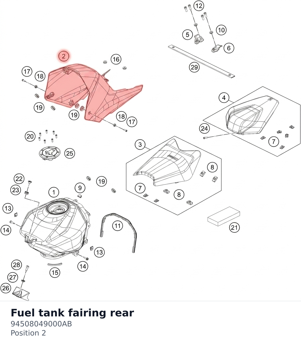 Diagram preview: Fuel tank fairing rear (94508049000AB)