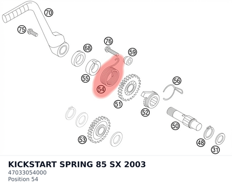Diagram preview: KICKSTART SPRING 85 SX    2003 (47033054000)