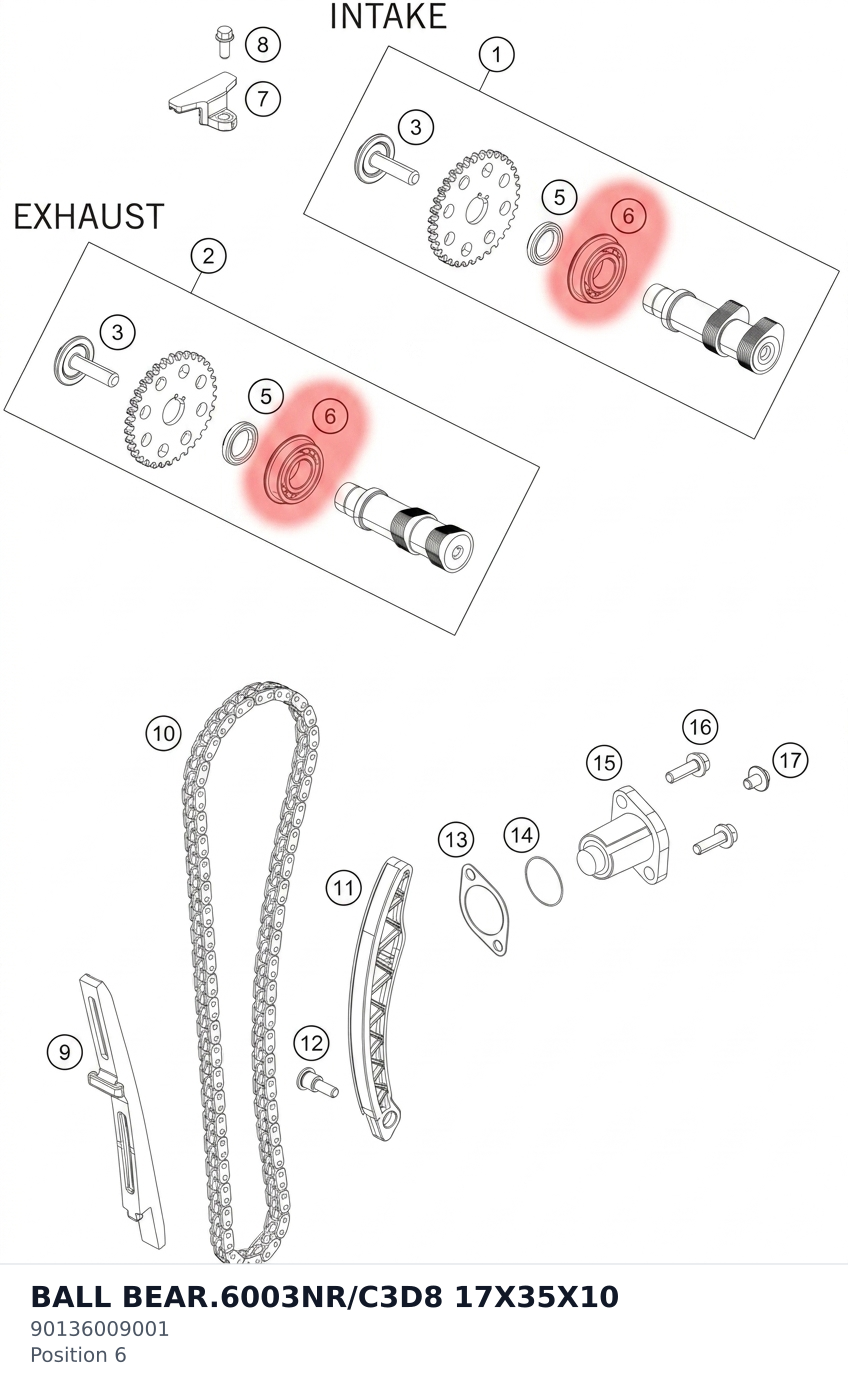Diagram preview: BALL BEAR.6003NR/C3D8 17X35X10 (90136009001)