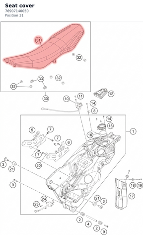 Diagram preview: Seat cover (76907140050)