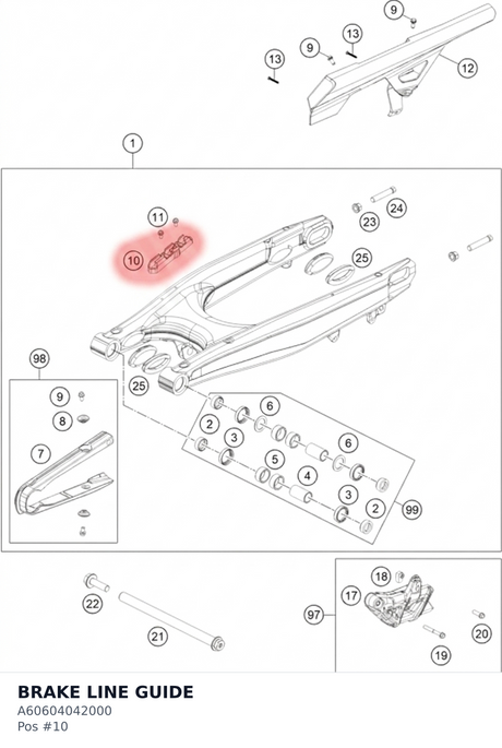 Diagram preview: BRAKE LINE GUIDE (A60604042000)