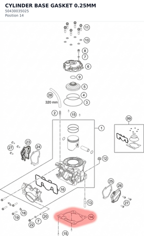 Diagram preview: CYLINDER BASE GASKET 0.25MM (50430035025)