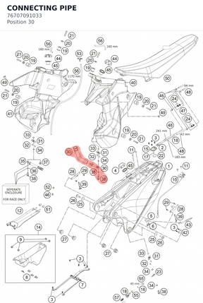 Diagram preview: CONNECTING PIPE (76707091033)