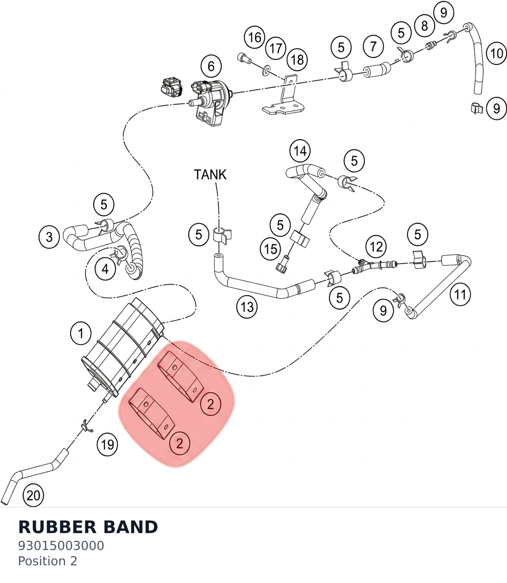 Diagram preview: RUBBER BAND (93015003000)