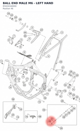 Diagram preview: BALL END MALE M6 - LEFT HAND (M3434160000)