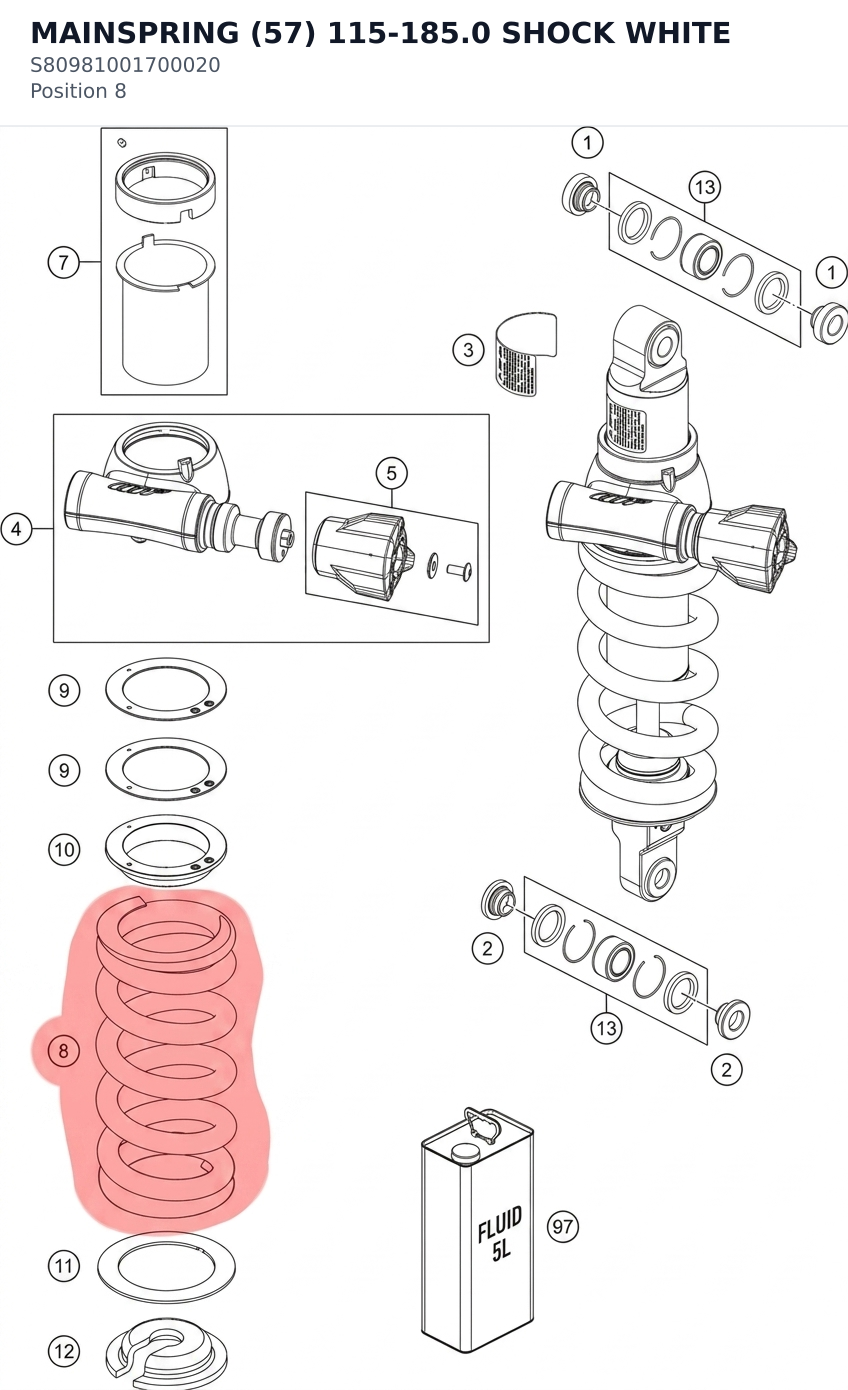 Diagram preview: MAINSPRING (57) 115-185.0 SHOCK WHITE (S80981001700020)