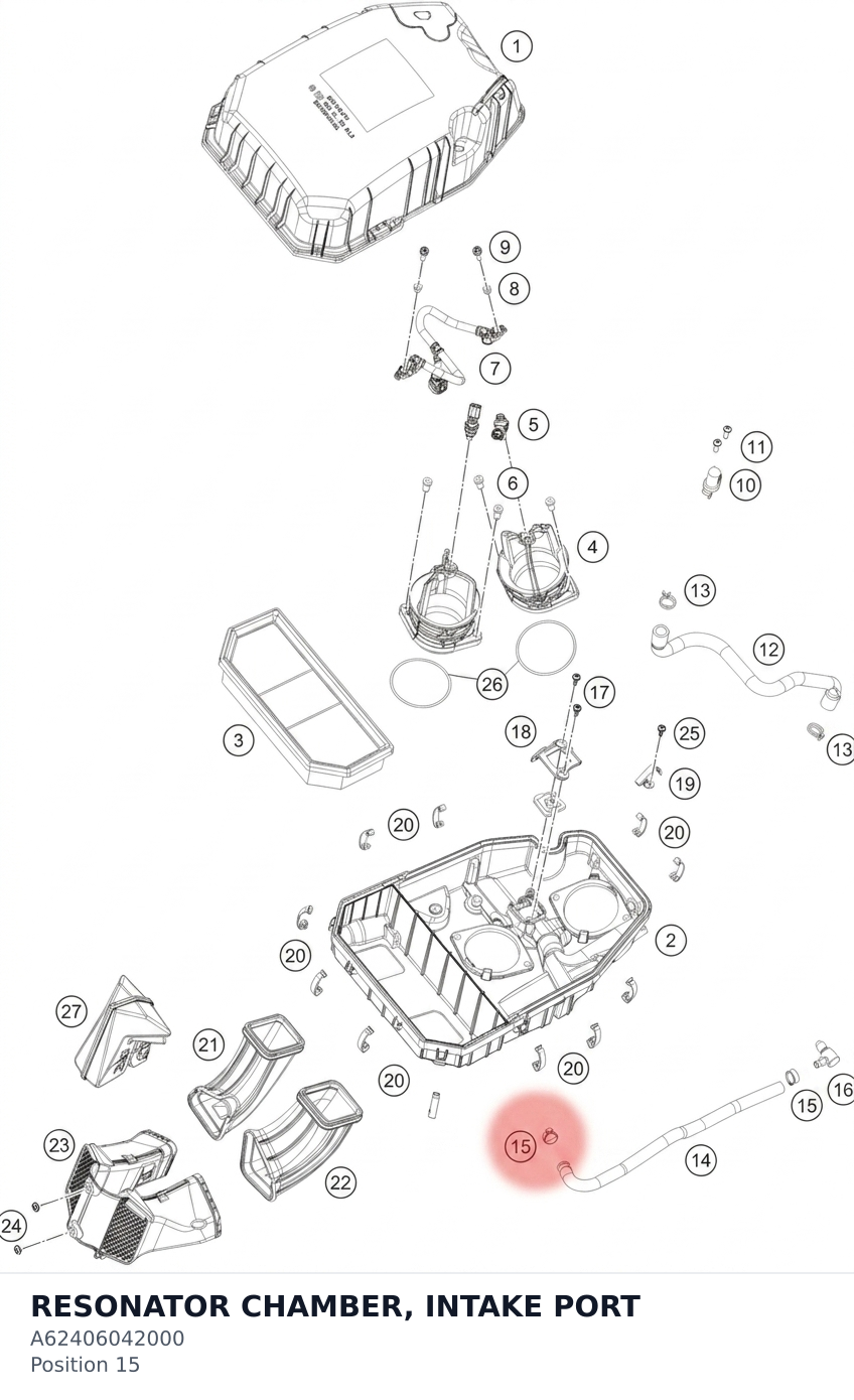Diagram preview: RESONATOR CHAMBER, INTAKE PORT (A62406042000)