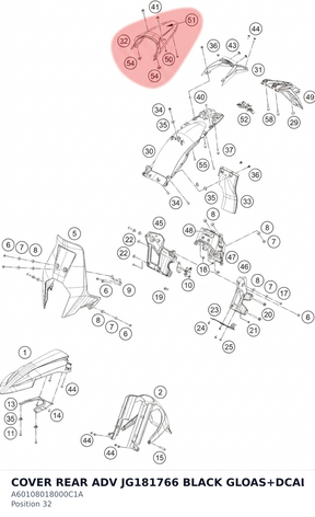 Diagram preview: COVER REAR ADV JG181766 BLACK GLOAS+DCAL (A60108018000C1A)
