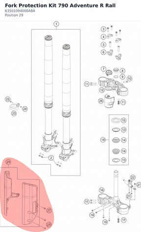 Diagram preview: Fork Protection Kit 790 Adventure R Rall (63501094000ABA)