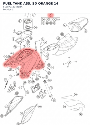 Diagram preview: FUEL TANK ASS. SD ORANGE 14 (61307013044EBA)