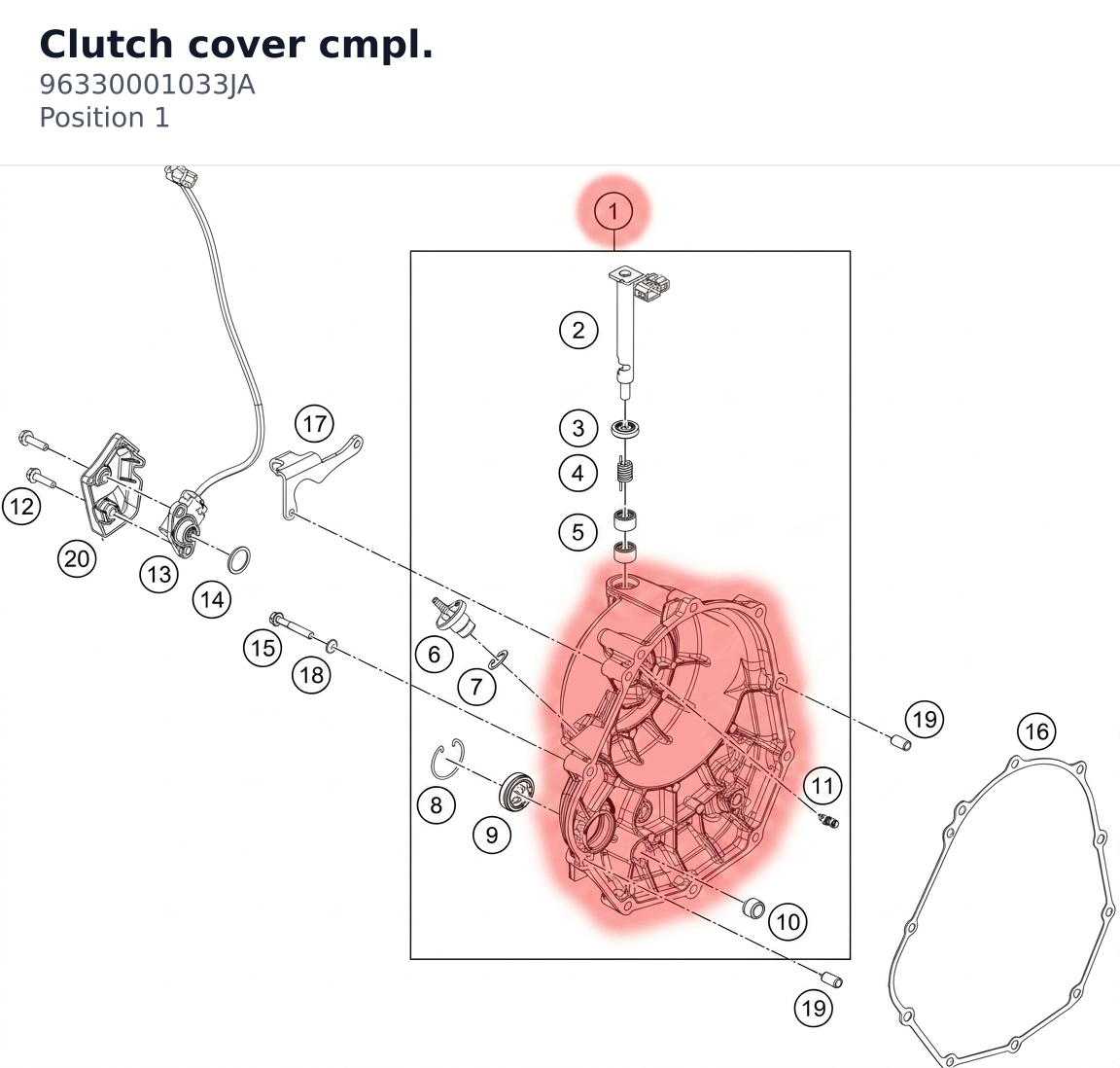 Diagram preview: Clutch cover cmpl. (96330001033JA)